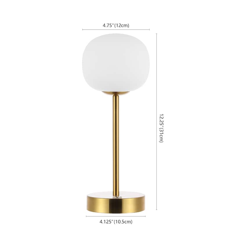 Xavier 12.25" Modern Minimalist Iron Wireless Rechargeable Integrated LED Table Lamp, Nickel/White by JONATHAN Y