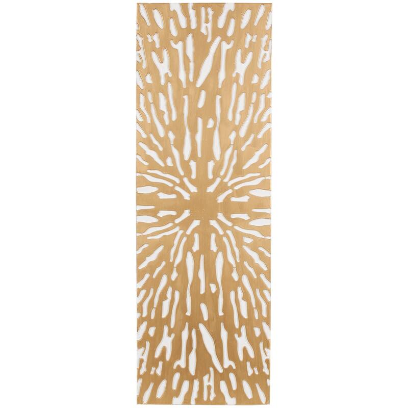 Gold Wooden Abstract Carved Starburst Wall Decor with White Backing