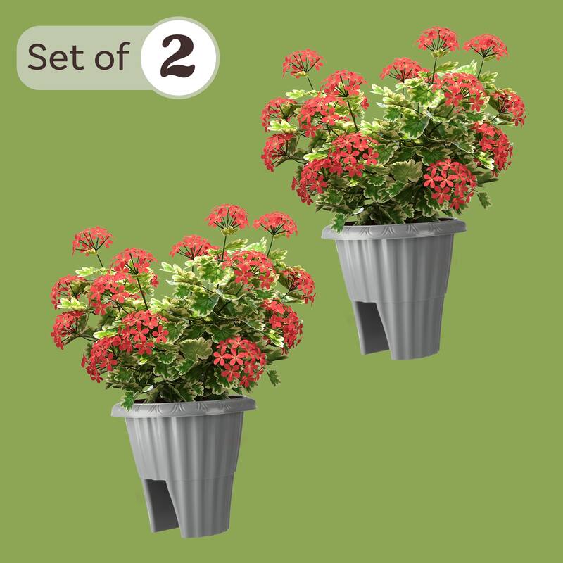 Pure Garden 13.5-n Round Railing Planter - 2.64-Gal Outdoor Flower Pot