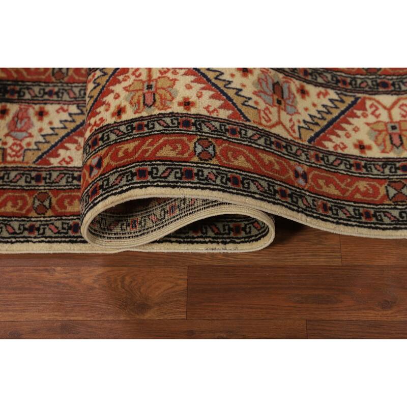 Geometric Anatolian Oriental Vintage Area Rug Hand-Knotted Wool Carpet - 6'9" X 10'0"