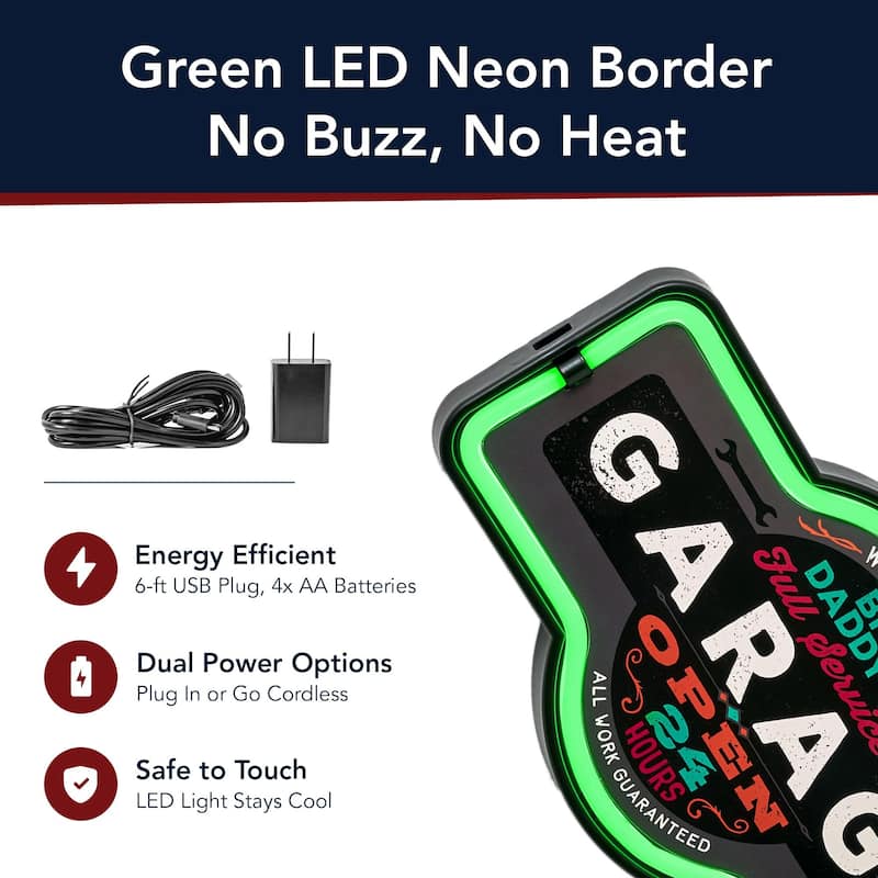 American Art Decor Big Daddy's Garage Marquee Shaped LED Light Up Sign Wall Decor for Man Cave Bar Garage - Grey