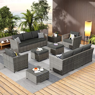 HOOOWOOO 12-piece Wicker Outdoor Sectional Sofa Set with Coffee Table
