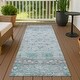 preview thumbnail 103 of 118, Machine Washable Indoor/ Outdoor Traditional Border Chantille Rug Teal - 2'3" x 7'6"