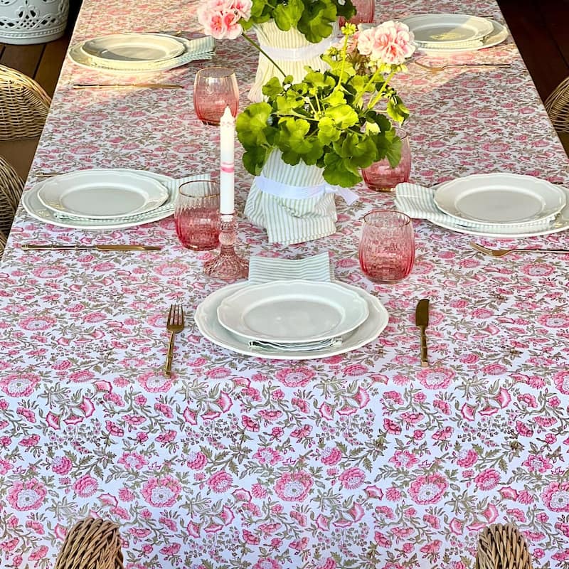 Beatrice pink and green tablecloth