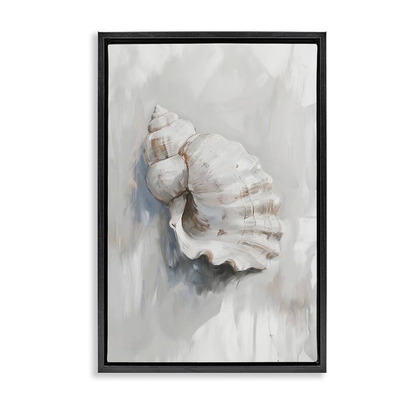 Stupell Neutral Curved Seashell Framed Floater Canvas Wall Art Design By Ramona Murdock - 21 x 31 - Black