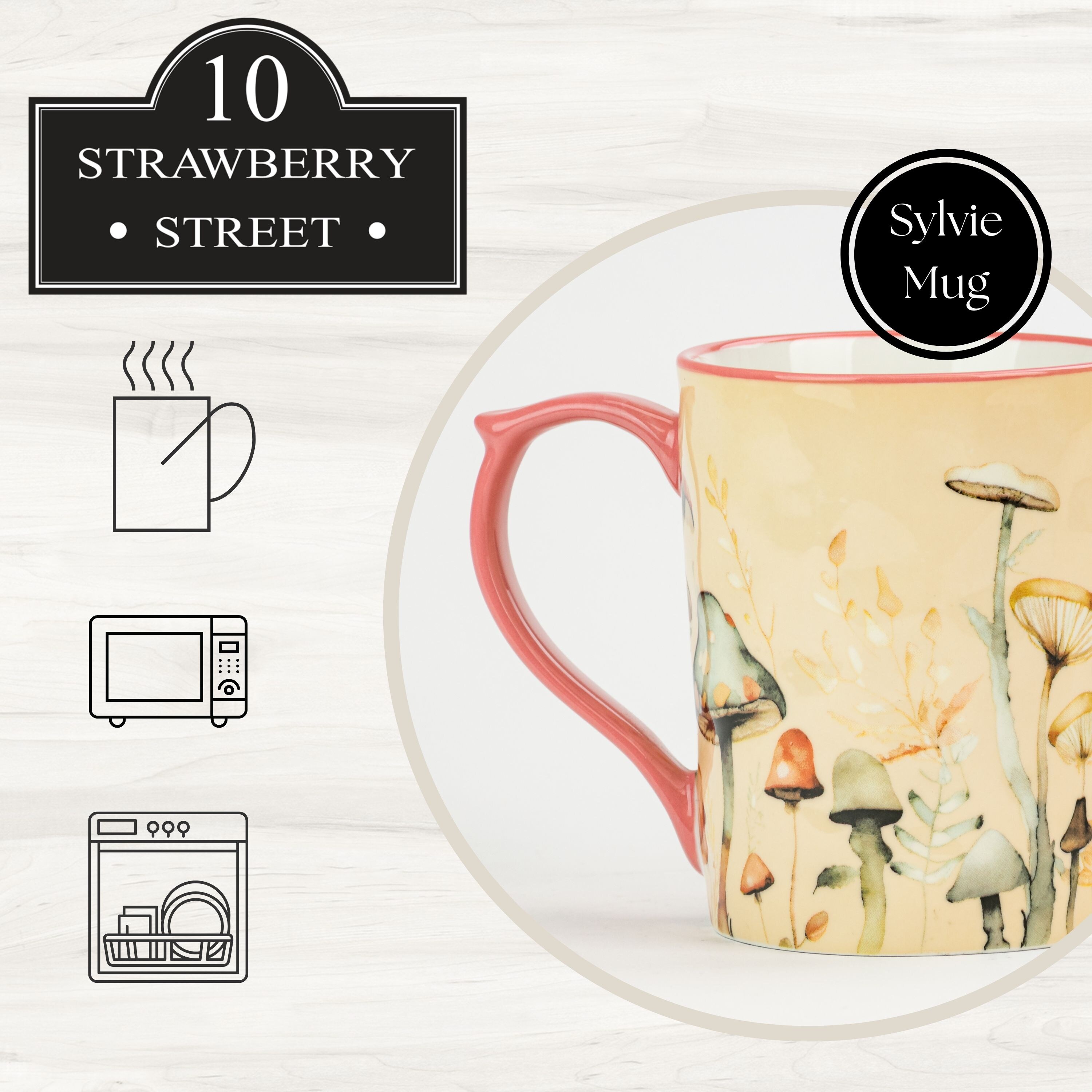 10 Strawberry Street Sylvie Flora Mugs, Set of 4 - Overstock - 42945904