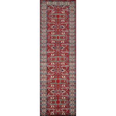 Hand Knotted Oriental 100% Wool Carpet Traditional Geometric Red Heriz (serapi) Runner Rug - 15' 10'' X 3' 0''