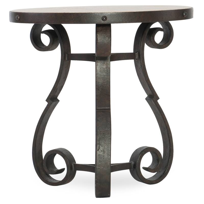 Hooker Furniture Luckenbach 26" Round Cast Iron and Travertine End - Deep Metal