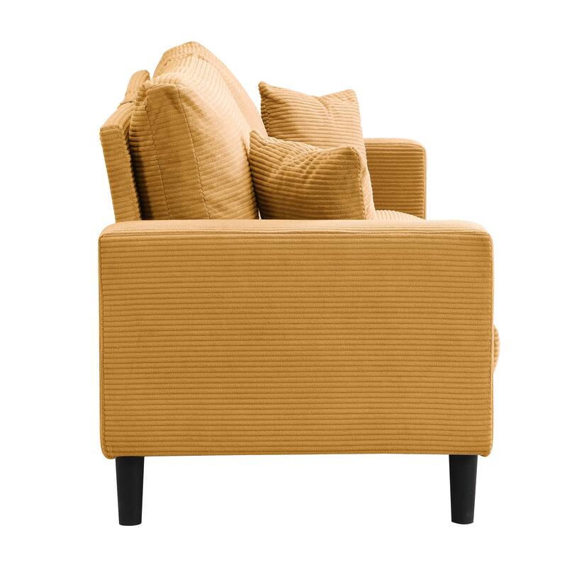 74" Corduroy 3-Seater Sofa with Wooden Frame, High-Resilience Foam Cushions, and Modern Design