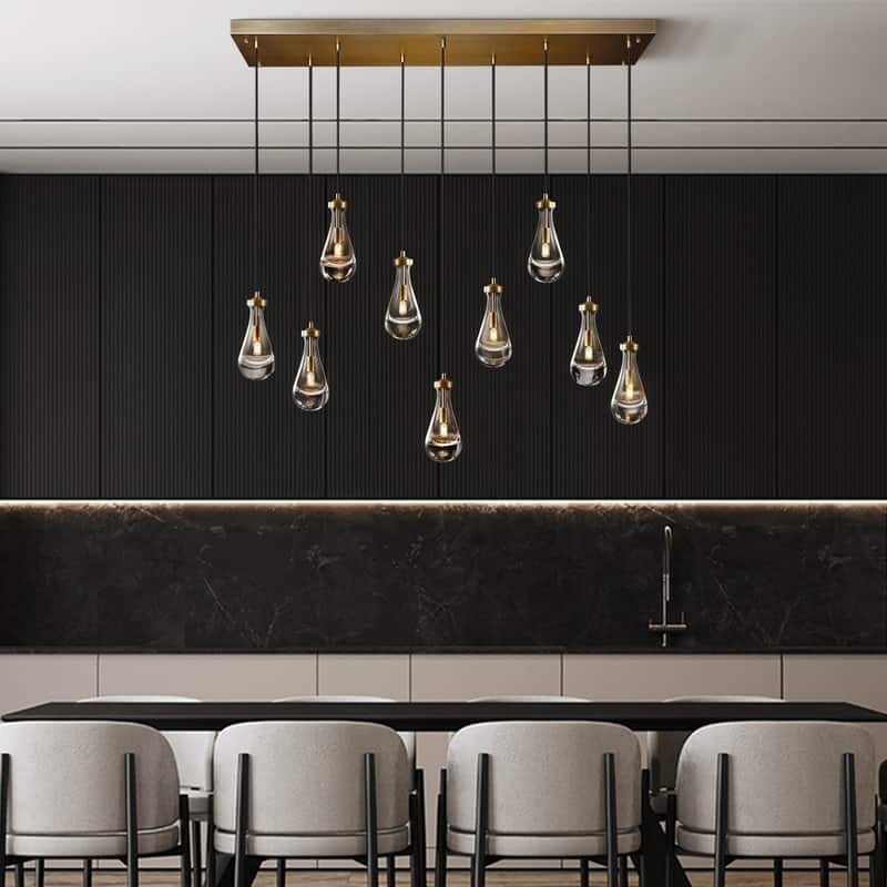 KAYLA Raindrop Chandelier, Modern Glass Pendant Light, Bulb Included