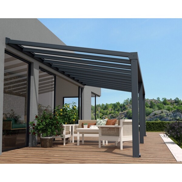 Stockholm 11ft. Gray/Clear Aluminum Patio Cover - On Sale - Bed
