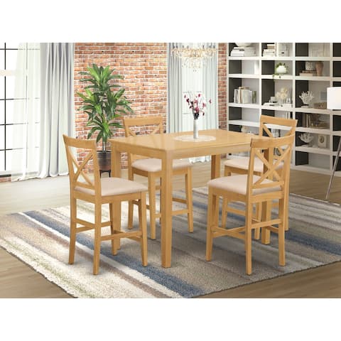 East West Furniture 5-Piece Dining Table Set Includes a Dining Table and Dining Chairs - Oak Finish (Seat's Type Options) - N/A