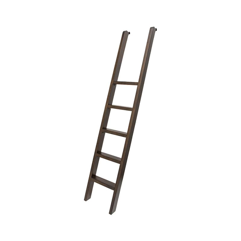 Executive Bookcase Wall With Wood Ladder, Brown - 120"W x 94"H x 14"D