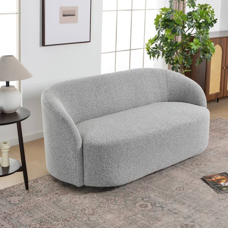 KINWELL Sherpa Upholstered Loveseat Boucle Sofa Couch, 68"W