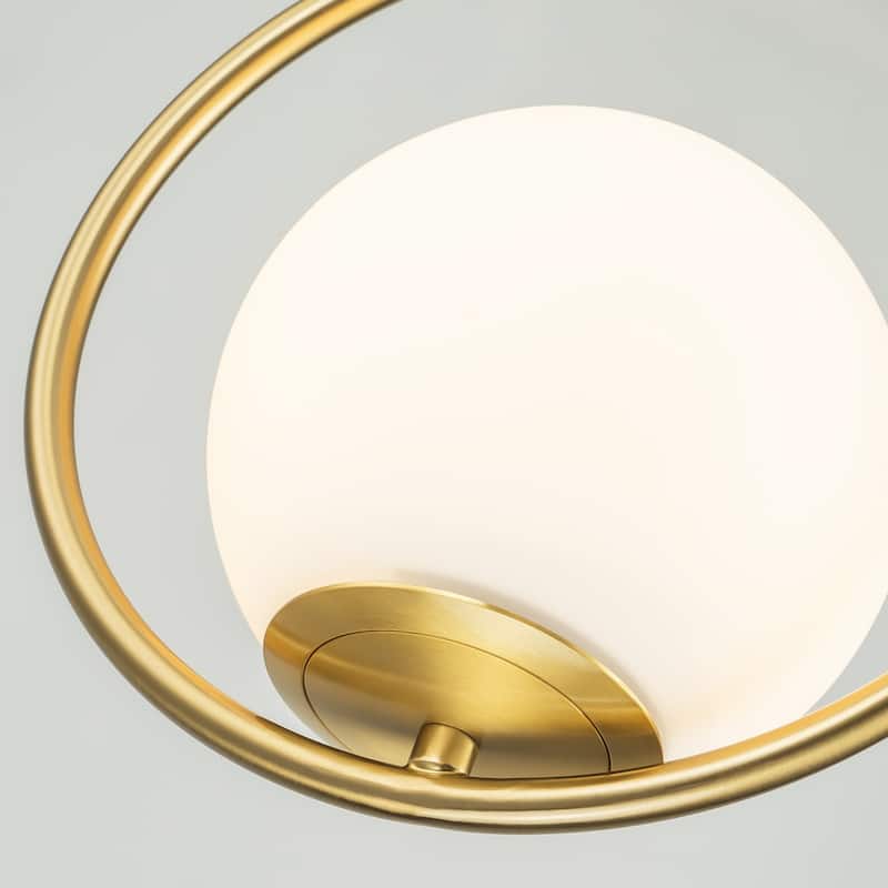 1-Light Modern Gold Frosted Opal Glass Globe Bubble Pendant Kitchen Island Lighting - 9.84 in. W x 90 in. H