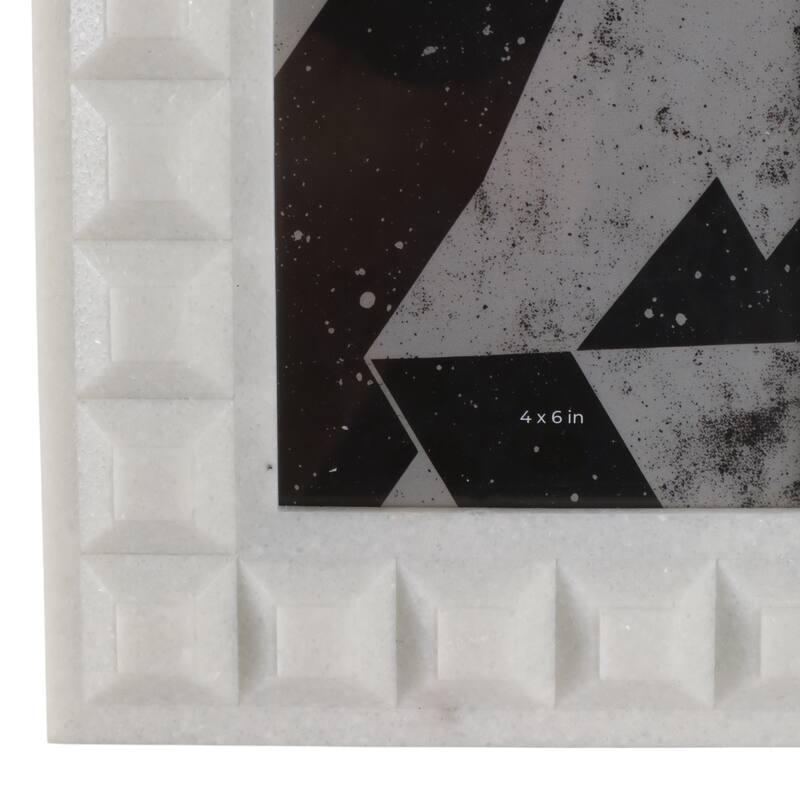 Resin Block Border Decorative Photo Frame - White