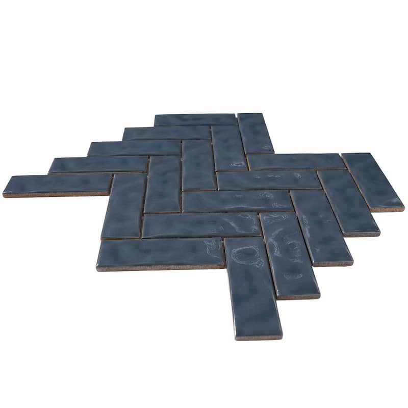 Forio 1.35" x 4.35" Herringbone Glossy Porcelain Mosaic Tile