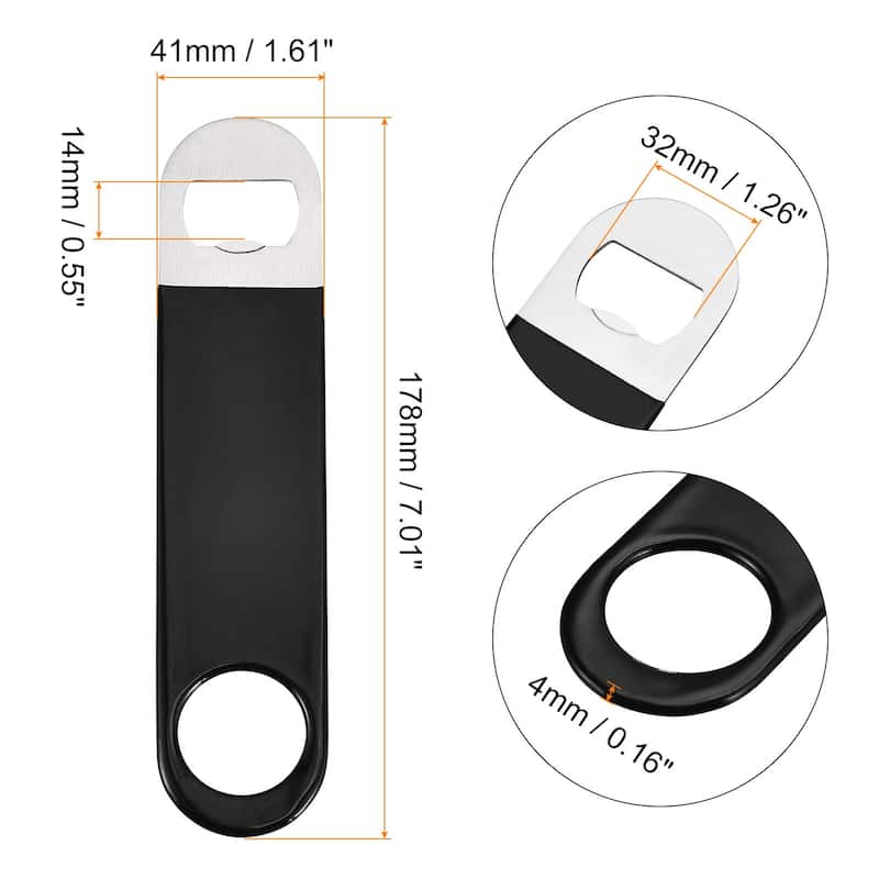 Bottle Opener, 2pcs 7" Stainless Steel Flat Beer Bottle Opener - Black