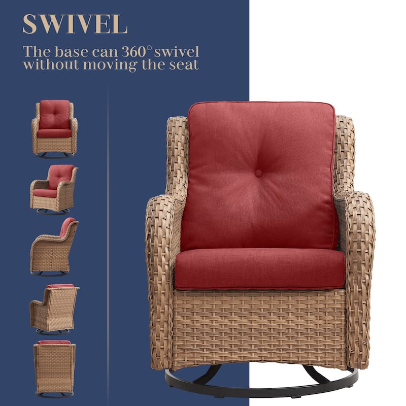 Outdoor Swivel Rocker Wicker Patio Chairs Set of 3