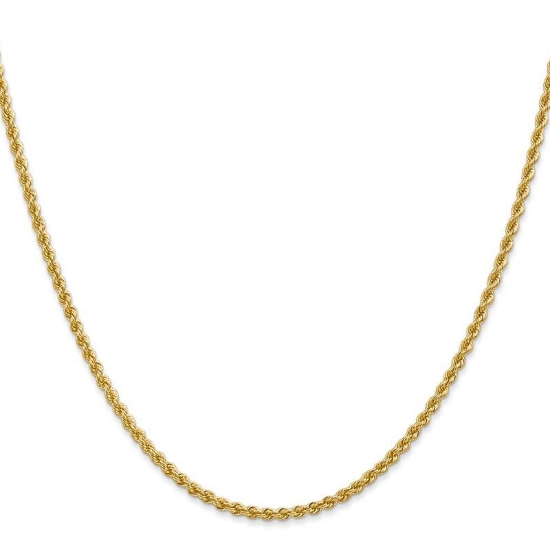 Curata 10k Yellow Gold 2.25mm Regular Rope Chain Bracelet Options: 7" 8"