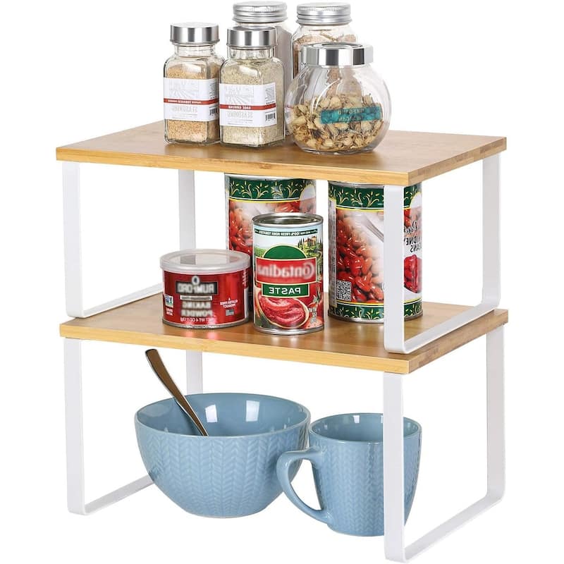 Stackable Kitchen Cabinet Shelves Organizer