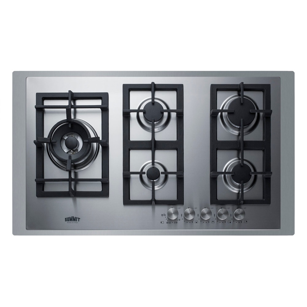 Summit GCJ536TK 36" Wide 5 Burner Gas Cooktop with Propane Conversion - Stainless Steel