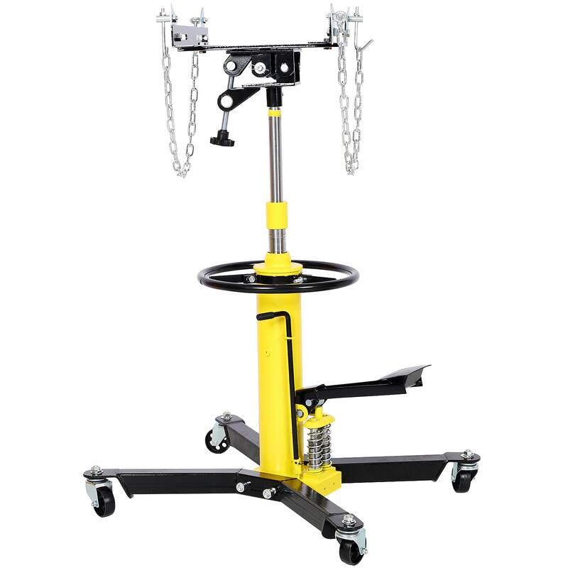 Transmission Jack High Lift 1660 Lbs Telescopic 2 Stage Hydraulic Ram Transmission Floor Jack 360° Swivel Wheel Lifting - Yellow