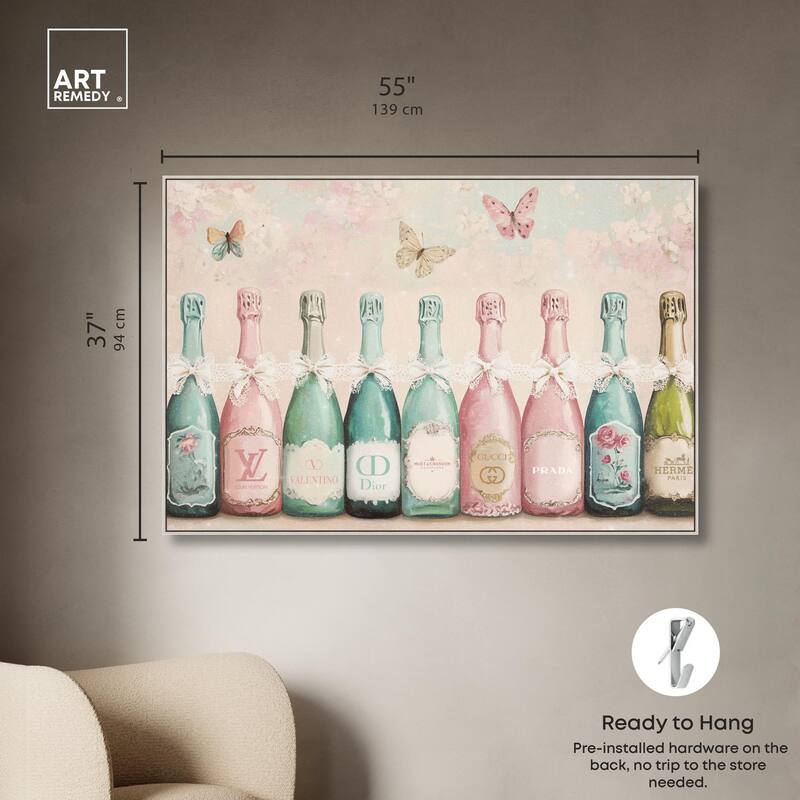 Champagne Mint and Pink Canvas by Art Remedy