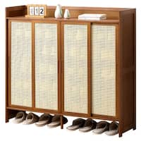 Kerrogee Tall Shoe Cabinet with Doors, 8-Tier Shoe Storage with Wheel -  15.7W x 23.6L x 70.9H - On Sale - Bed Bath & Beyond - 34629104