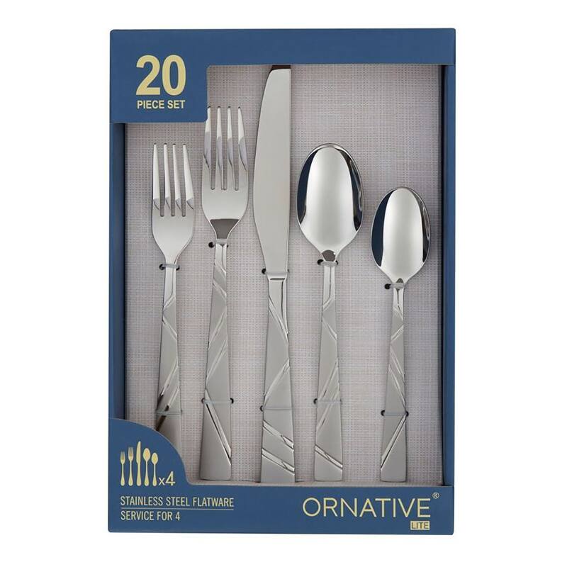 Ornative JONAH Sand Finish 20 Pieces Flatware Set - 10.63" H x 6.69" W x 2.76" D