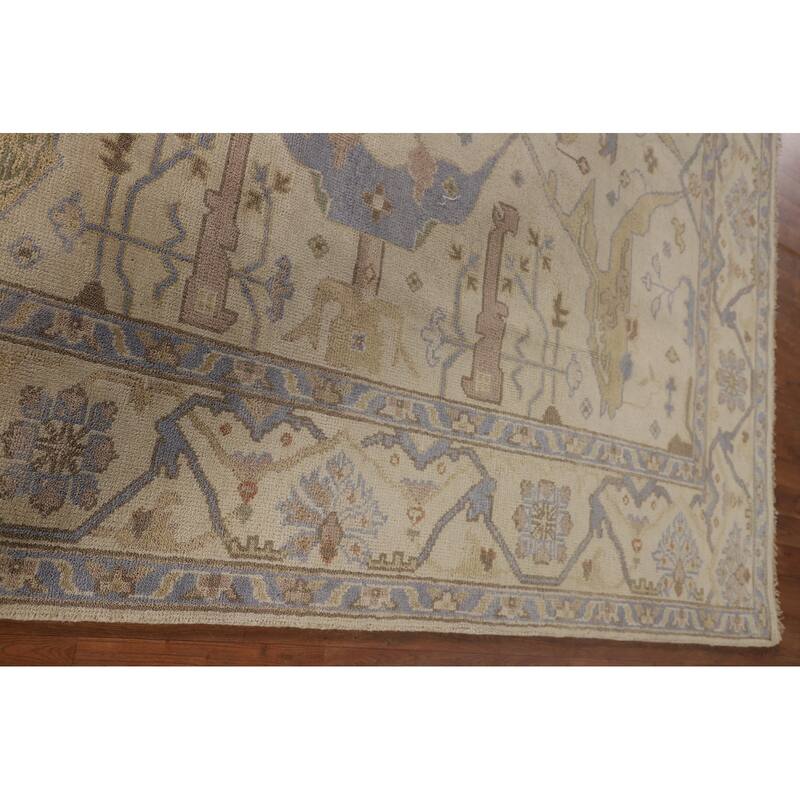 Beige Oushak Oriental Area Rug Handmade Wool Carpet - 7'11"x 9'0"