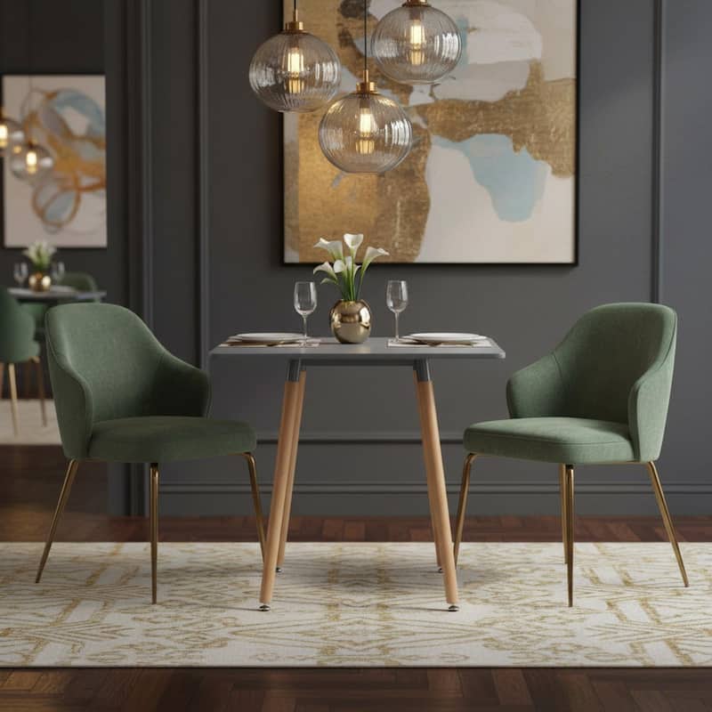 Homylin 31.5" Modern Square Dining Table with Wooden Legs, Black or Gray Blue - Grey