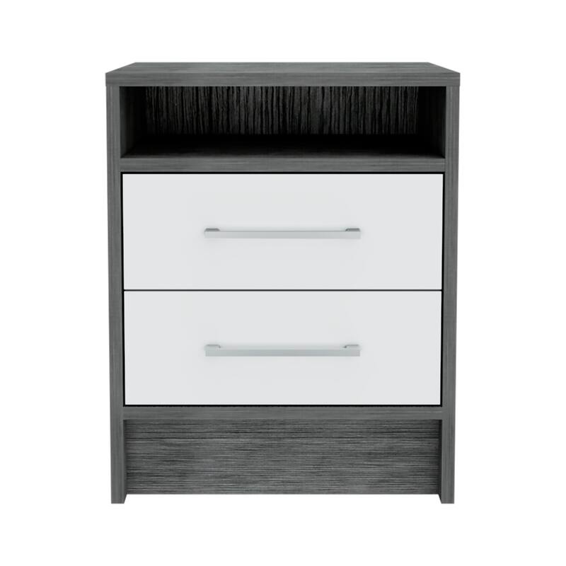 Nightstand with Two Drawers - Smokey Oak
