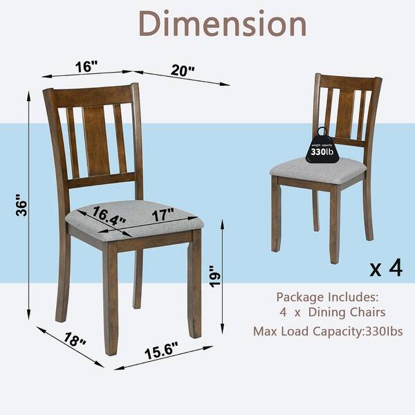 dimension image slide 6 of 7, Wooden Dining Chairs Set of 4 Kitchen Chair Side Chair Accent Chair