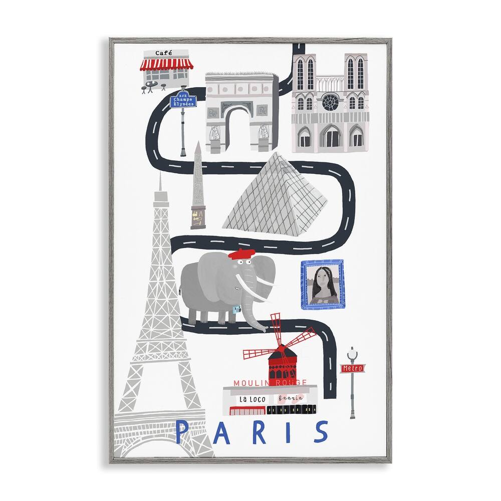 Stupell Paris Whimsical Travel City Framed Giclee Art Design By Carla Daly