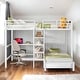 preview thumbnail 20 of 34, Luxury Full Over Twin Metal Bunk Bed with Built-in Desk, Shelves and Ladder, Large Storage Space, Sturdy and Durable