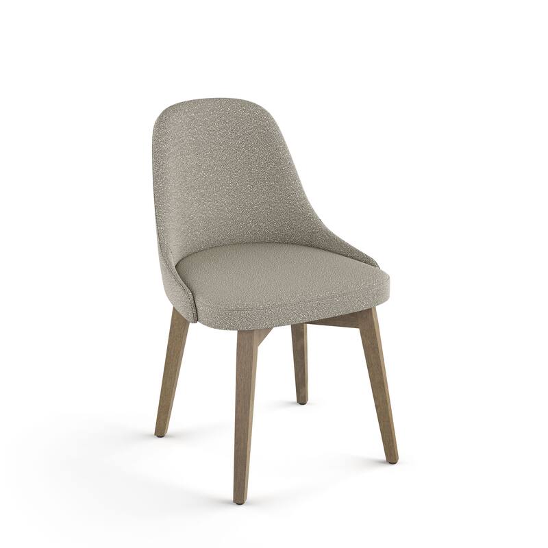 Amisco Hadley Upholstered Dining Chair with Solid Wood Legs - Light Beige and Grey Boucle Polyester / Beige Wood