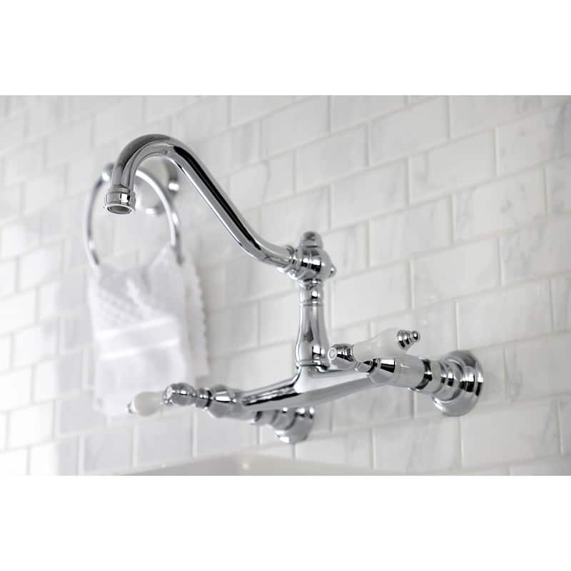 Kingston Brass KS324.PL Vintage 1.2 GPM Wall Mounted Bridge Bathroom