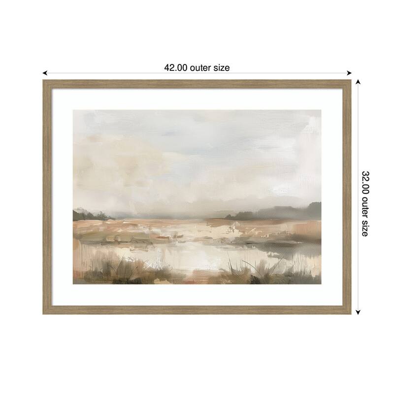 Kate and Laurel Neutral Abstract Landscape by The Creative Bunch Studio Framed Wall Art Print