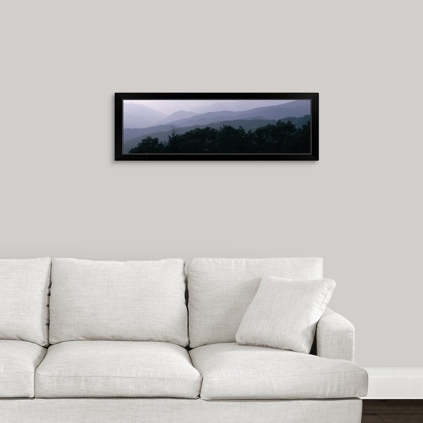 "Trees with a mountain range in the background, Blue Ridge Parkway, North Carolina" Black Framed Print