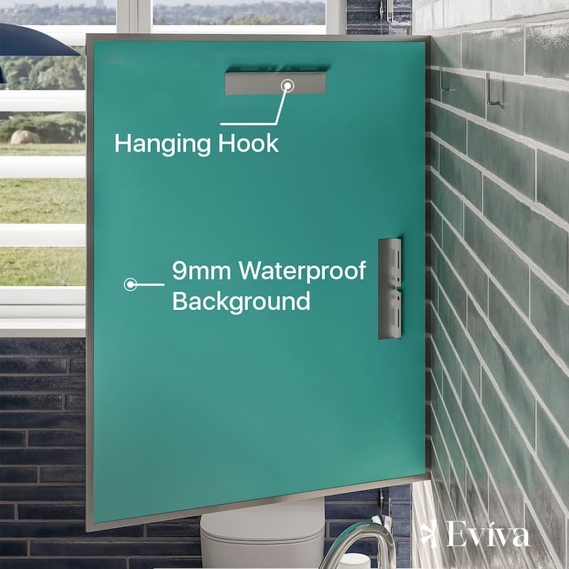 Eviva Sax 24" x 30" Rectangular Brushed Nickel Metal Framed Mirror - Brushed Nickel