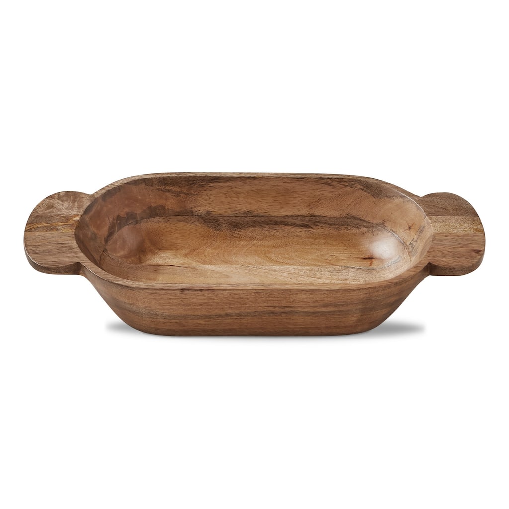 Watermill Natural Wood Dough Bowl - Decorative Kitchen Bowl, Hand Wash Only, 3.25" H x 19" L x 9.75" W