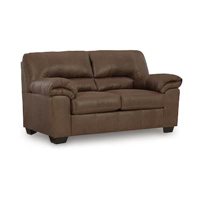 Limu Loveseat, 69 Inch, Pillow Top Arms, Rich Brown Faux Leather