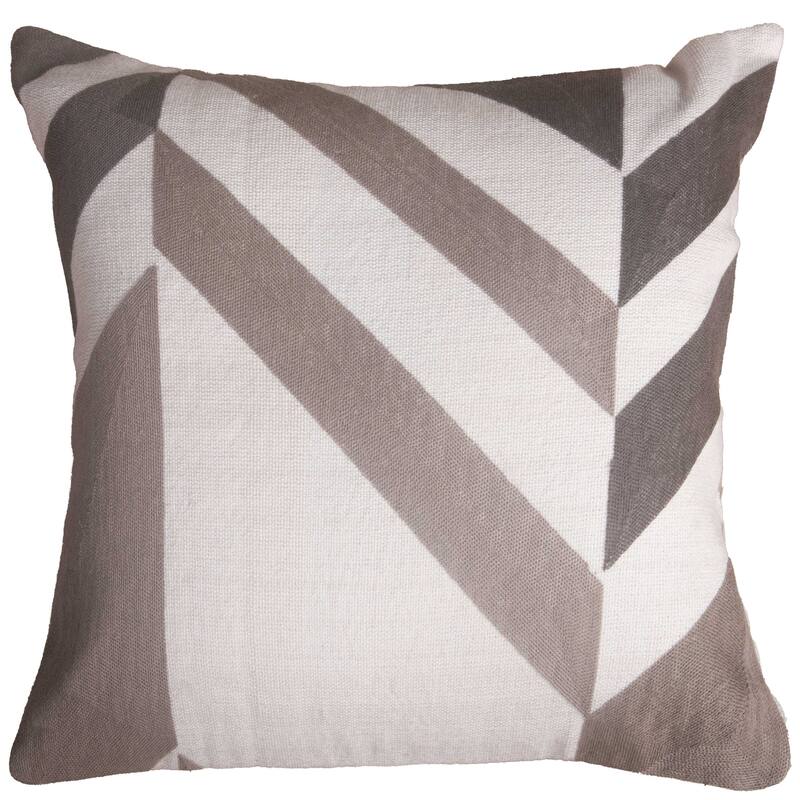 Rizzy Collection Natural Geometric Modern Throw Pillow - Down Alternative - Grey