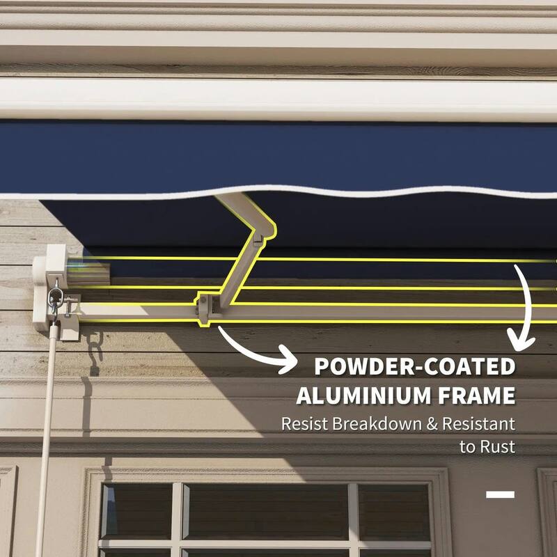 10' x 8' Retractable Patio Awning, Manual Crank, UV Waterproof Fabric