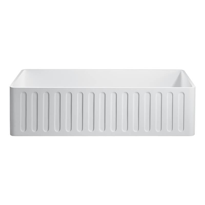 Roine 33 In. Farmhouse Apron Front Man Made Stone Single Bowl Kitchen Sink in Matte White