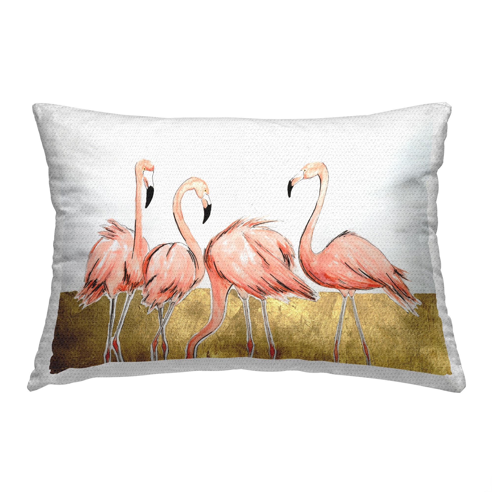 Stupell Flamingos with Glam Detail Printed Outdoor Throw Pillow Design by Michael Willett