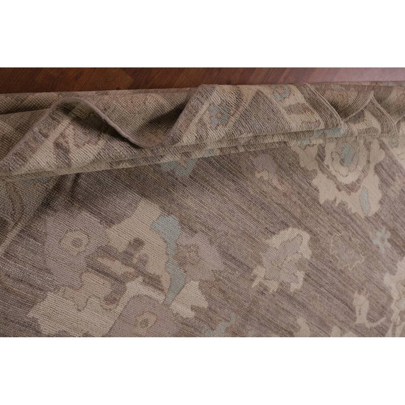 Brown Oushak Turkish Area Rug Handmade Wool Carpet - 8'5" x 9'10"