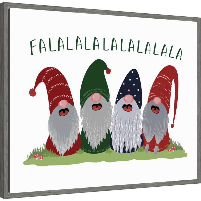 Fa la la la la gnomes by Rosana Laiz Blursbyai (28 x 23 in.), Framed Canvas Wall Art Print - Sylvie Greywash