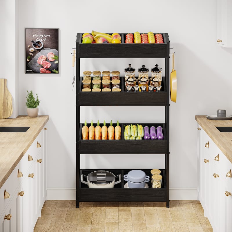 4-Tier Vegetable and Fruit Storage Retail Display Rack Stand